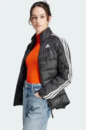 adidas Chamarra Térmica Ligera Essentials 3 Franjas Negro - Mujer