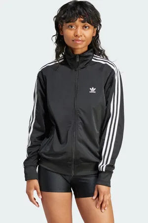 adidas Chamarra Deportiva Adicolor Classics Firebird Holgada Negro - Mujer