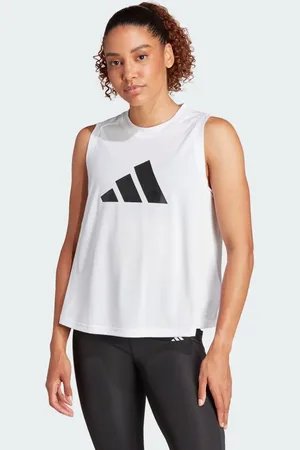 adidas Playera Sin Mangas de Entrenamiento Train Essentials Big Performance Logo Blanco - Mujer
