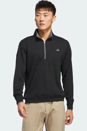 adidas Sudadera Liviana Con Medio Cierre Negro - Hombre