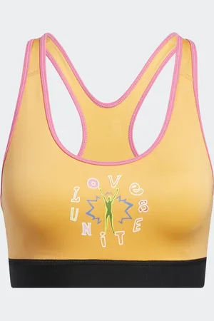 adidas Top Deportivo Believe This 2.0 Love Unites Estampado Soporte Medio Hazy Naranja - Mujer