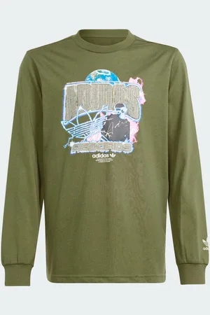 adidas Playera Manga Larga Estampada Focus Olive - Niño