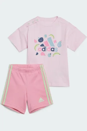 adidas Conjunto Essentials Estampado Con Playera Kids Clear Rosa - Niño