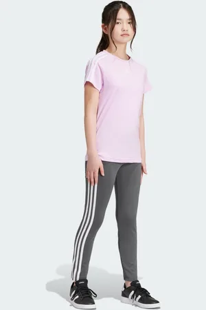 adidas Mallas Essentials Aeroready 3 Franjas Corte Alto Gris Six - Niño
