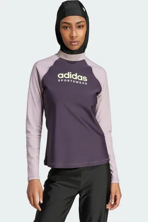 adidas Playera de Natación Manga Larga Aurora Negro - Mujer