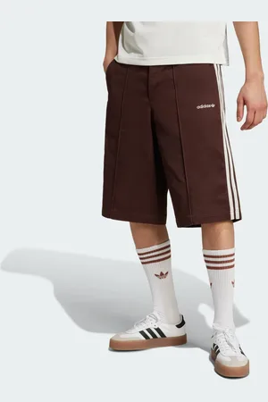 adidas Bermuda 80s 3 Franjas Largo 28 cm Holgados Cierre de Botón Shadow Marrón - Hombre