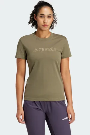 adidas Playera Terrex Classic Logo Olive Strata - Mujer