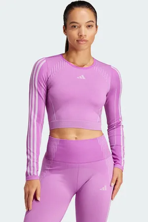 adidas Playera Manga Larga Tejida Morado Burst - Mujer