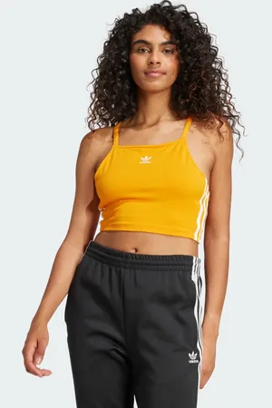 adidas Playera Corta Adicolor 3 Franjas EQT Naranja - Mujer