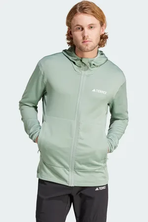 adidas Chamarra De Felpa Ligera Con Gorro Terrex Xperior Plata Verde - Hombre