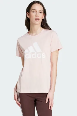 adidas Playera Loungewear Essentials Logo Sandy Rosa - Mujer