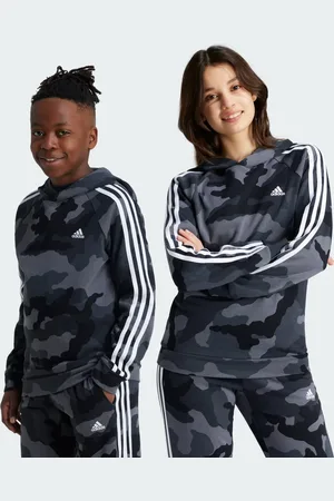 adidas Sudadera Con Gorro Essentials Allover Print Niños Gris Five - Niño
