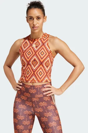 adidas Playera Sin Mangas de Training x Farm Rio Mystery Marrón - Mujer