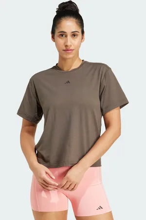 adidas Playera 3 Franjas Power Recorte en la Espalda Shadow Olive - Mujer