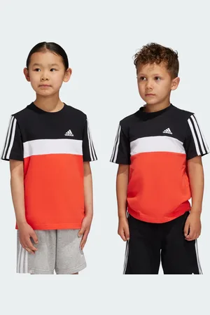 adidas Playera Tiberio 3 Franjas Colorblock de Algodón Para Niños Negro - Niño