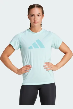 adidas Playera de Entrenamiento Train Essentials Big Performance Logo Semi Flash Aqua - Mujer