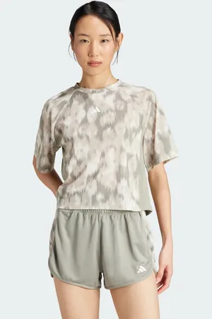 adidas Playera Train Essentials Estampado Floral Tie-dye Plata Pebble - Mujer
