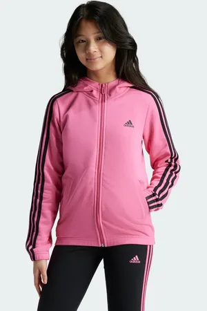 adidas Conjunto Con Gorro Essentials 3 Franjas Cierre Frontal Pulse Magenta - Niño
