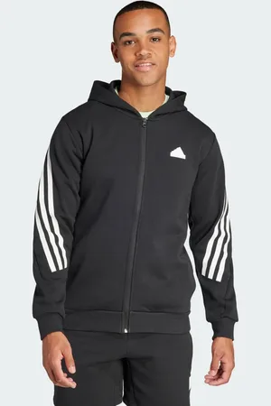 adidas Sudadera Con Gorro Future Icons 3 Franjas Con Cierre Frontal Negro - Hombre