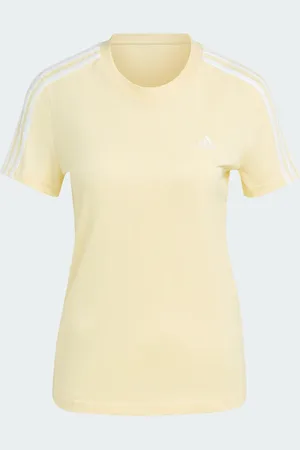 adidas Playera Essentials 3 Franjas Ajustada Almost Amarillo - Mujer