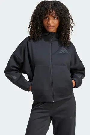 adidas Sudadera Con Gorro Z.N.E. Cierre Frontal Negro - Mujer