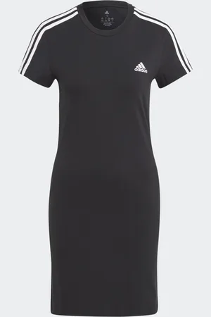 adidas Vestido Playera Essentials 3 Franjas Tejido Jersey Ajustado Negro - Mujer