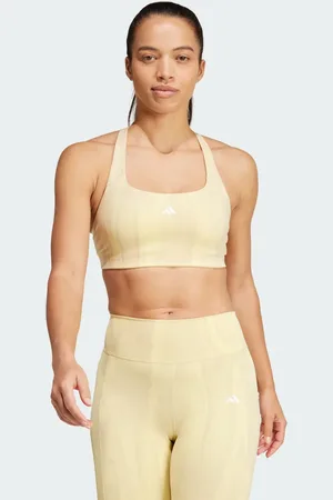 adidas Top Deportivo Powerimpact Training 3 Franjas Soporte Medio Almost Amarillo - Mujer