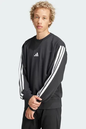adidas Sudadera Essentials 3 Franjas Felpa Francesa Negro - Hombre
