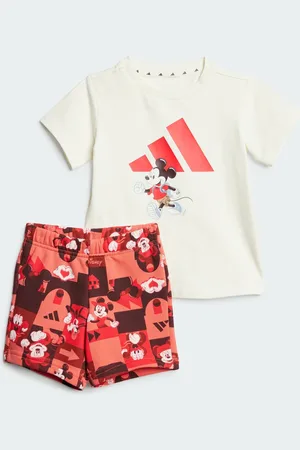 adidas Conjunto Playera y Pants Corto x Disney Mickey Mouse (Bebé) Off Blanco - Niño