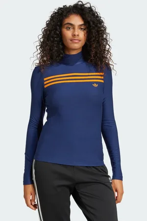 adidas Playera 70s Manga Larga 3 Franjas Night Indigo - Mujer