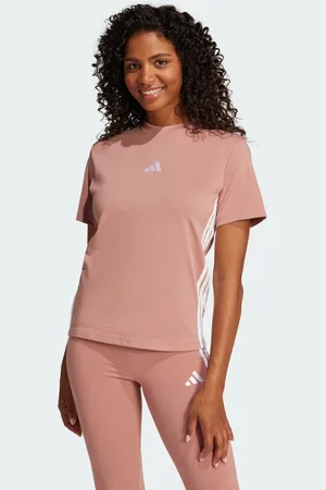 adidas Playera Essentials 3 Franjas Algodón Warm Clay - Mujer