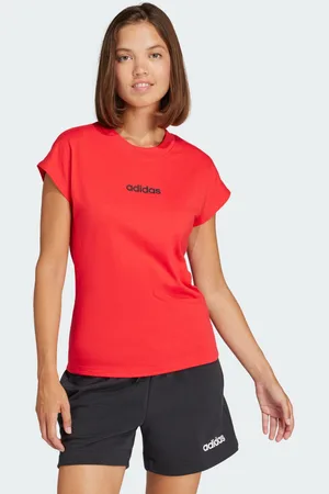adidas Playera Essentials Linear Algodón Pure Ruby - Mujer