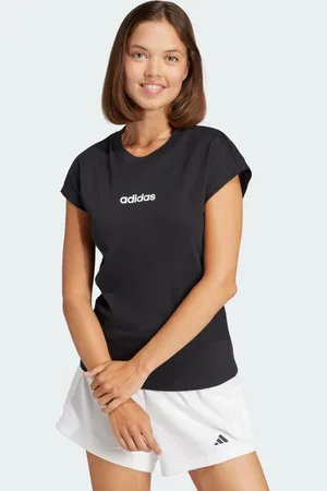 adidas Playera Essentials Linear Algodón Negro - Mujer