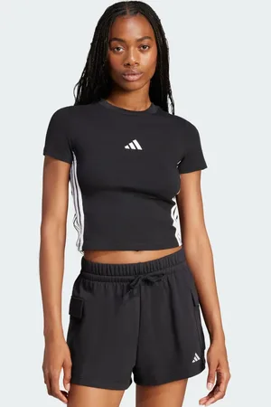 adidas Playera Essentials 3 Franjas Slim Baby Negro - Mujer