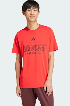 adidas Playera House of Tiro Linear Estampada Pure Ruby - Hombre