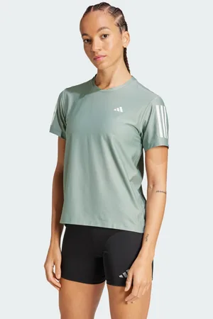 adidas Playera Own The Run Plata Verde - Mujer