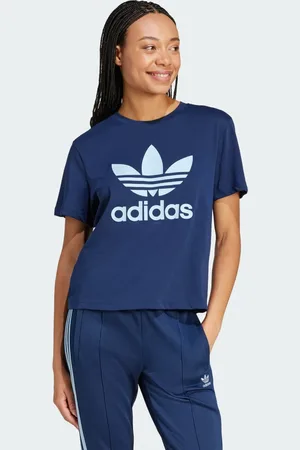 adidas Playera Adicolor Trifolio Boxy Night Indigo - Mujer