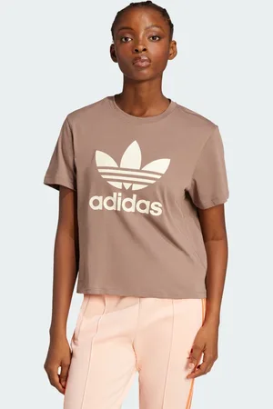 adidas Playera Adicolor Trifolio Boxy Trace Marrón - Mujer