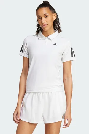 adidas Playera Polo de Tenis Club Climacool 3 Franjas Blanco - Mujer
