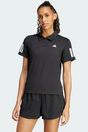 adidas Playera Polo de Tenis Club Climacool 3 Franjas Negro - Mujer