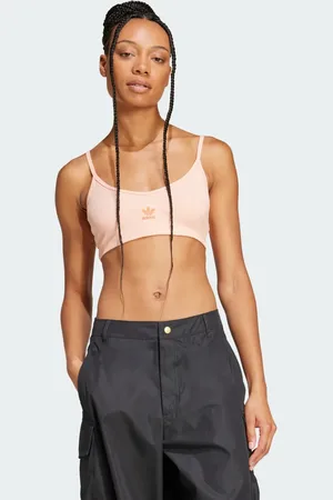 adidas Top Bralette Canelado Essentials Glow Rosa - Mujer