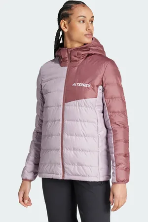 adidas Chamarra Con Gorro Terrex Multi Light Down Preloved Fig - Mujer