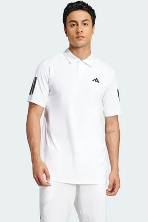 adidas Playera Cuello Camisa de Tennis Club 3 Franjas Blanco - Hombre