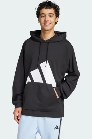 adidas Sudadera Con Gorro Essentials Logo Grande Tejido Jersey Negro - Hombre