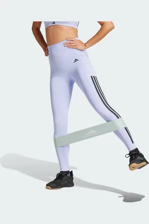 adidas Mallas Optime 3 Franjas Largo Completo Corte Alto Violeta Tone - Mujer
