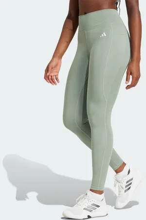 adidas Mallas Largo Completo Optime Essentials Stash Pocket Plata Verde - Mujer