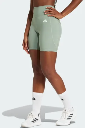adidas Mallas Cortas Optime Essentials Stash Pocket 7 Pulgadas Plata Verde - Mujer