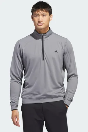 adidas Sudadera Liviana Con Medio Cierre Gris Three - Hombre
