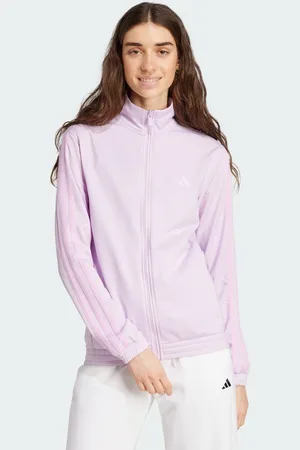 adidas Chamarra Deportiva 3 Franjas Tricot Ice Lavender - Mujer