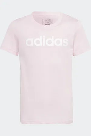 adidas Playera Essentials Logo Linear Algodón Ajuste Ceñido Clear Rosa - Niño